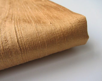 Copper ochre dark beige shantung raw silk fabric nr.  1-008D- 1/4 yard