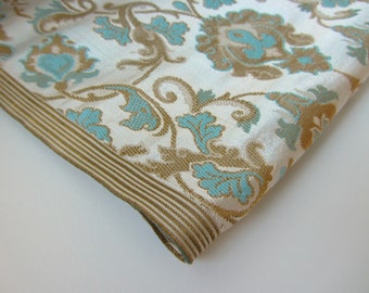 Gold white blue heavy Indian  silk brocade fabric nr. 1-143 - REMNANT