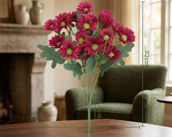 Artificial Silk Daisy Bouquet: Vibrant Home Decor Floral Arrangement