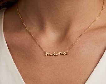 Collar delicado de oro de 18 quilates para mamá, collar para mamá primeriza, collar para madre, regalo para esposa, regalos para madres, joyería para mamá, regalos para mamá, regalo del Día de la Madre