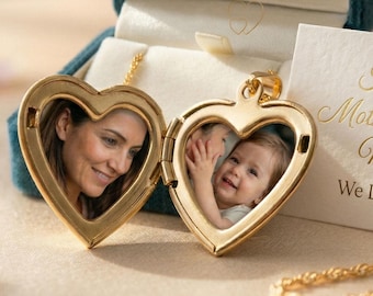 Collar con medallón en forma de corazón personalizado con foto, regalo familiar, collar para madres, regalo de cumpleaños para ella, regalo del Día de la Madre, regalo para mamá
