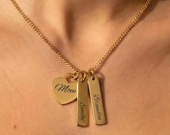 Collar con nombre personalizado, regalo personalizado para el Día de la Madre, collar para mamá, collar con colgante, collar con dije, joyería para mamá, regalo para ella.