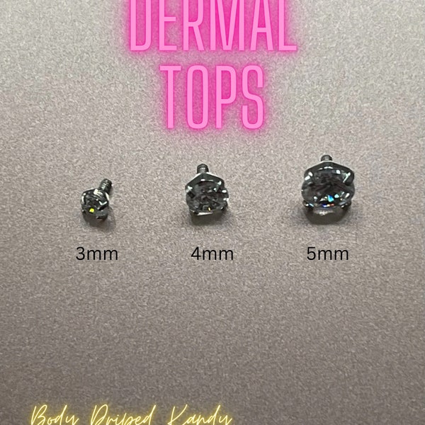 14g surgical steel Dermal Anchor top with Round CZ Crystal Top