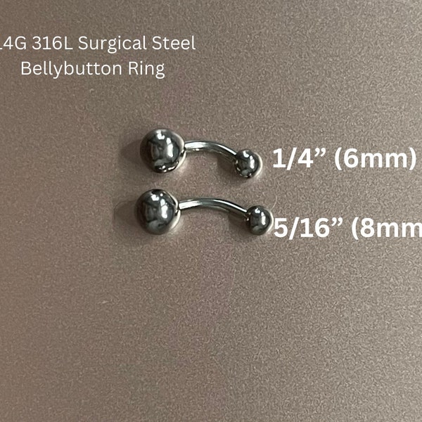 14G 316L Surgical Steel Belly Button Ring with 4mm & 6mm Ball ends