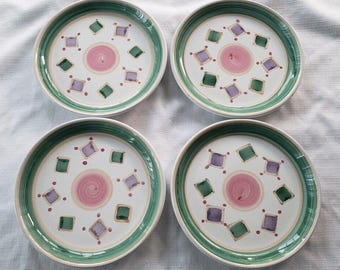 Belvidere by Caleca Hand Painted Italian Salad Plates 8.25” Diameter Set of 4