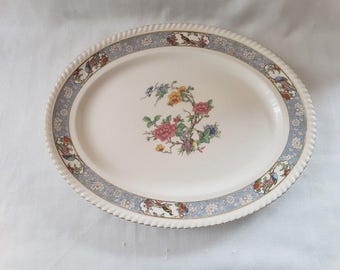 Johnson Brothers Vigo Ribbed Oval Platter 14" Birds Floral - England