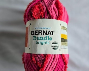 Bernat Bundle Brights Yarn Yarnspirations Gumball Pink 8.8 oz Skein Discontinued