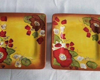 Artland Laurie Gates Luxe Les Belles Fleurs Dinner Plates - Set of 2 - RARE