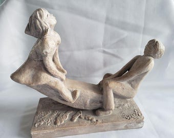 MCM Austin Productions Boy and Girl on Seesaw Figurine 1973