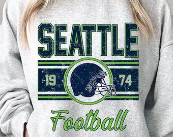 Seattle Football Vintage Sweater, Seattle Retro Crewneck Sweatshirt