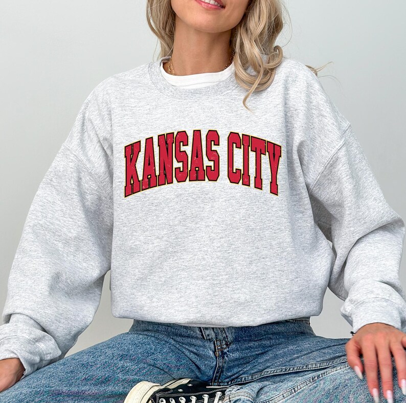 Kansas City Football Retro Sweater, Kansas City Vintage Crewneck Sweatshirt image 9