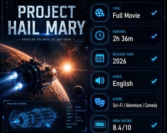 Proyecto Ave María (2026) Película con licencia oficial / Audio en inglés / Descarga digital en HD / Película de aventuras de ciencia ficción