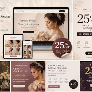 Plantilla de sitio web nupcial de lujo para salones de maquillaje y peluquería. Diseño con React Vite Wedding Site.