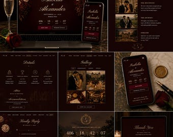 Luxury Wedding Website Template: Editable Canva Design, Digital Invitation, Save the Date