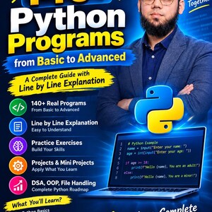 Python Practice Book PDF | 140+ Python Programs | Beginner to Advanced Coding Exercises | Python Programming eBook