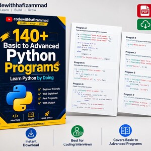 Podręcznik do ćwiczeń w Pythonie w formacie PDF | Ponad 140 programów w Pythonie | Ćwiczenia z kodowania dla początkujących i zaawansowanych | E-book o programowaniu w Pythonie zdjęcie 3