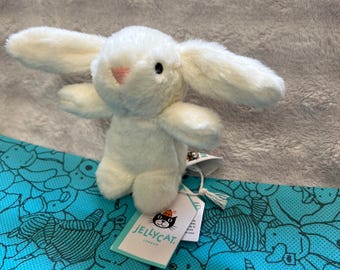 Jellycat Bashful Silver Bunny Plush Bag Charm Keychain NWT