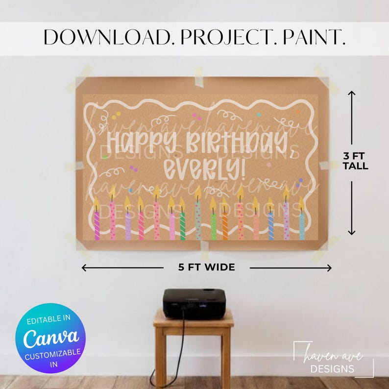 Happy Birthday Banner Template | Editable Canva Birthday Banner | Printable Party Backdrop | Custom Birthday Sign | Instant Download