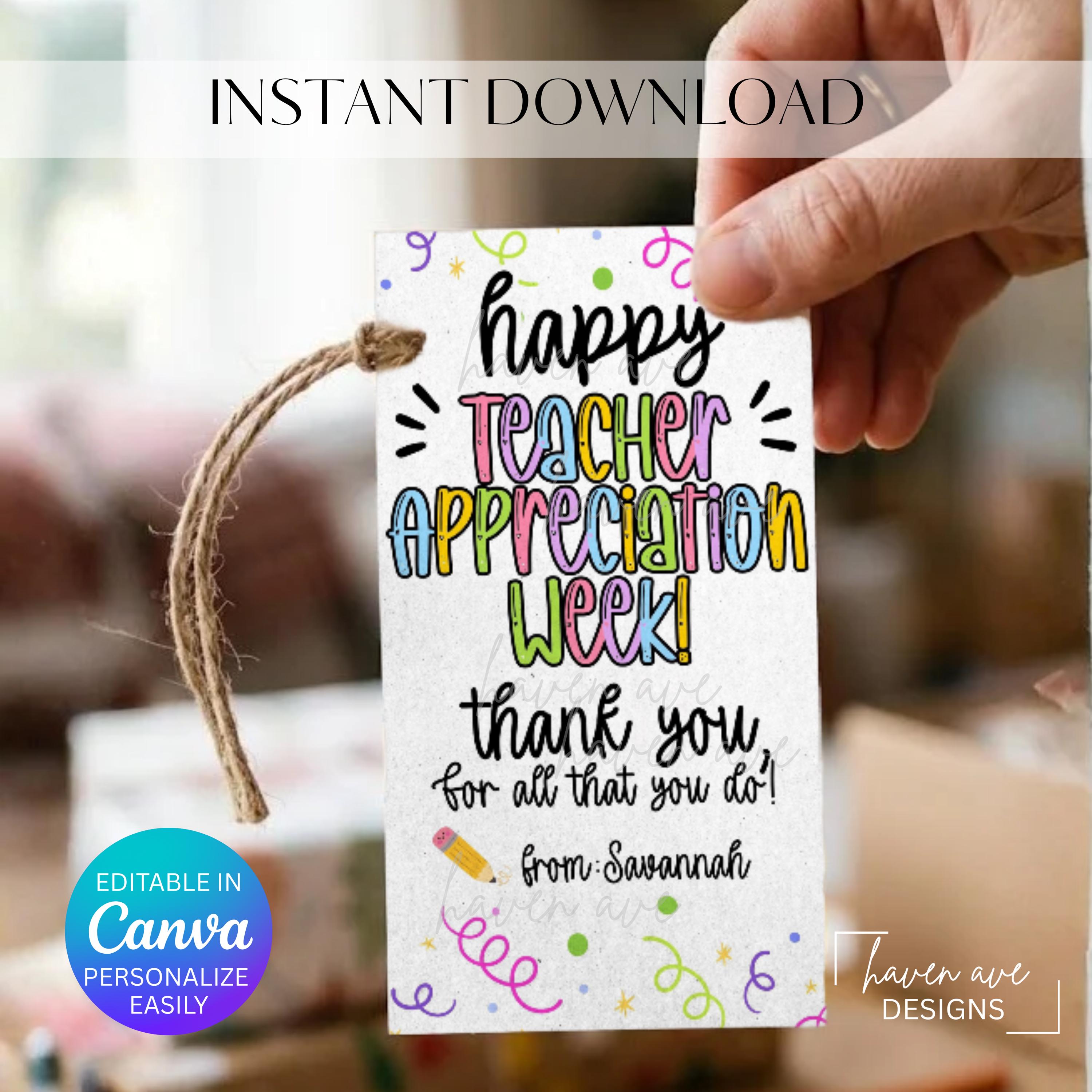 Teacher Appreciation Gift Tags | Editable Canva Template (digital ...
