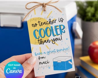 Etiqueta de regalo para la nevera portátil del profesor de fin de curso - Etiqueta editable para la nevera portátil (descarga digital)