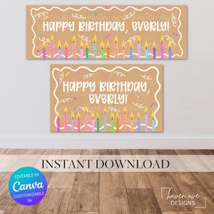 Happy Birthday Banner Template | Editable Canva Birthday Banner | Printable Party Backdrop | Custom Birthday Sign | Instant Download