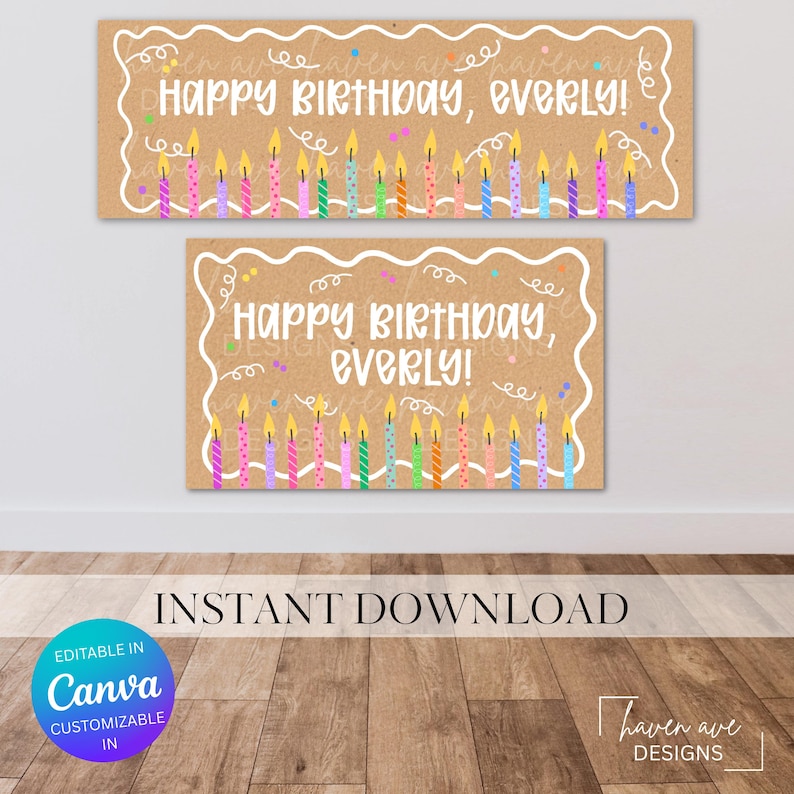 Happy Birthday Banner Template | Editable Canva Birthday Banner | Printable Party Backdrop | Custom Birthday Sign | Instant Download
