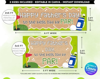 Golf Dad Father's Day Banner Template | Dad By Par Sign (Digital Download)
