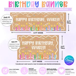 Happy Birthday Banner Template | Editable Canva Birthday Banner | Printable Party Backdrop | Custom Birthday Sign | Instant Download