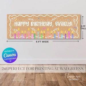 Happy Birthday Banner Template | Editable Canva Birthday Banner | Printable Party Backdrop | Custom Birthday Sign | Instant Download