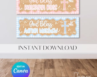 God Bless Banner Vorlage | Taufgeschenk, Taufe, festliche Dekoration (Digitaler Download)