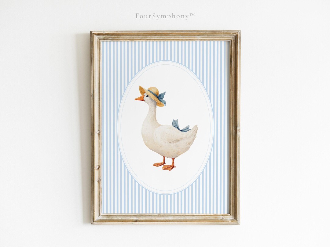 Blue Goose Nursery Print, Vintage Goose Wall Art, French Country ...