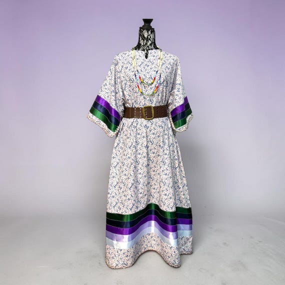 Purple & Green Floral T-Dress