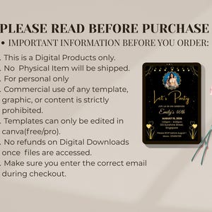 Elegante invito per il 40° compleanno in nero e oro / Invito per la festa modificabile (Download digitale) immagine 6