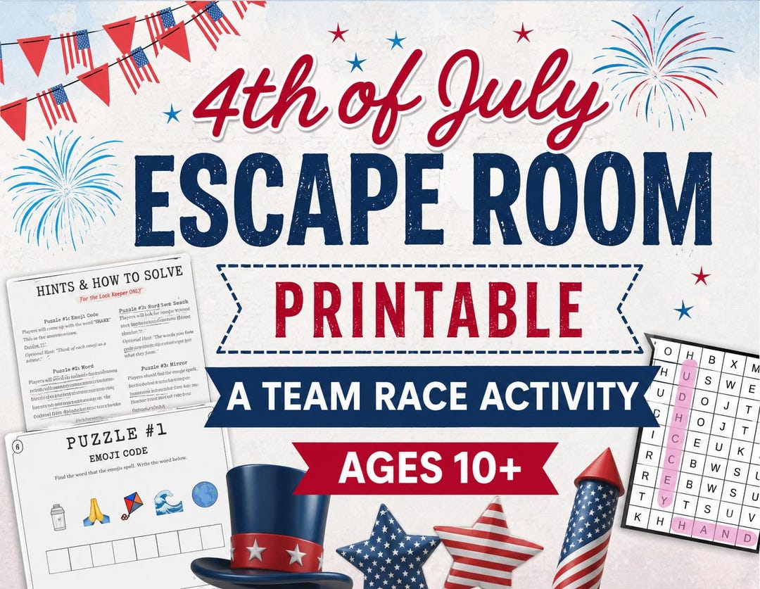 Independence Day Escape Room Printable | 4th of July Kids Team Race ...