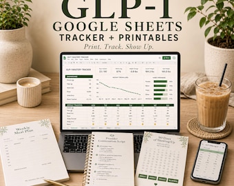 GLP 1 Printable | Weight Loss Tracker & Journal | Injection Log, Shot Schedule, Symptom Tracker | GLP 1 Logbook Excel Google Sheets A4