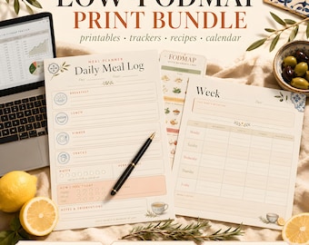 Low FODMAP Printable | IBS Meal Planner Symptom Tracker PDF | Gut Health Journal | 25 Recipes | Excel Tracker