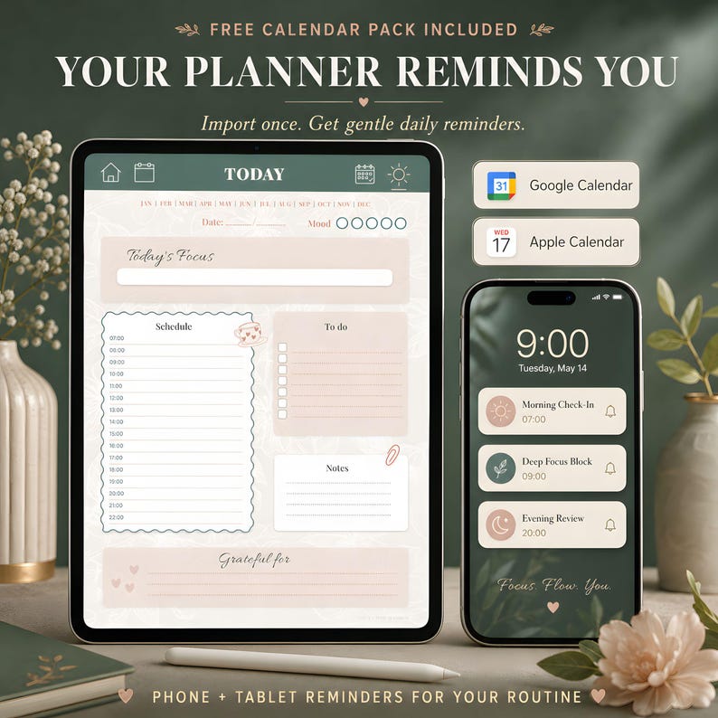 ADHD Digital Planner 2026 GoodNotes Planner | Time Blocking ADHD Schedule | Brain Dump, ADHD Habit Tracker, Self Care, iPad Weekly Planner