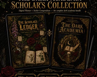 Academic Planner kit | Dark Academia Student Bundle 804 Pages + 636 Stickers | GoodNotes iPad Study Kit | Reading Log Scholarship Tracker