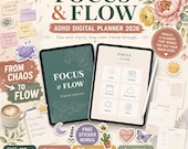 ADHD Digital Planner | Hyperlinked iPad Planner 2026 GoodNotes | ADHD Brain Dump Schedule Habit Tracker | 128 Botanical Stickers