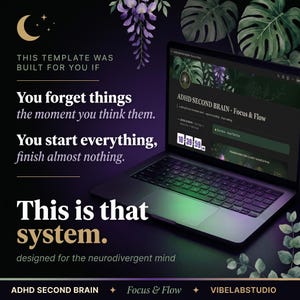 Notion Template ADHD | ADHD Planner | Notion Life Planner | Notion Planner | Notion Second Brain | ADHD Digital Planner | Digital Download