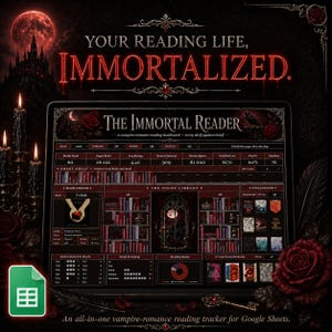 Romantasy-Tracker | Gothic-Vampir-Buch-Tracker für Google Sheets | Leseliste, TBR-Serien & Spice-Log | Leseziel für düstere Liebesromane