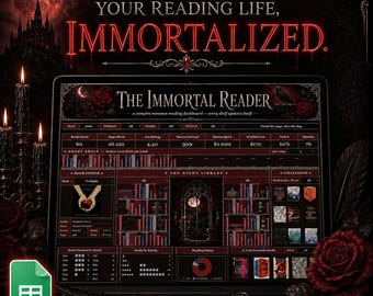Romantasy Tracker | Gothic Vampire Book Tracker for Google Sheets | Reading Spreadsheet, TBR Series & Spice Log | Dark Romance Reading Goal