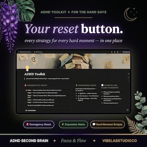 Notion Template ADHD | ADHD Planner | Notion Life Planner | Notion Planner | Notion Second Brain | ADHD Digital Planner | Digital Download