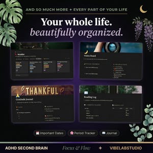 Notion Template ADHD | ADHD Planner | Notion Life Planner | Notion Planner | Notion Second Brain | ADHD Digital Planner | Digital Download