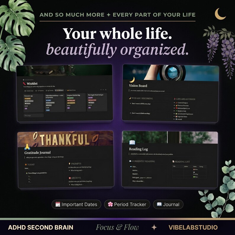 Notion Template ADHD | ADHD Planner | Notion Life Planner | Notion Planner | Notion Second Brain | ADHD Digital Planner | Digital Download