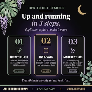 Notion Template ADHD | ADHD Planner | Notion Life Planner | Notion Planner | Notion Second Brain | ADHD Digital Planner | Digital Download