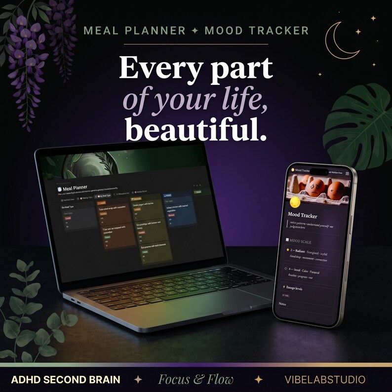 Notion Template ADHD | ADHD Planner | Notion Life Planner | Notion Planner | Notion Second Brain | ADHD Digital Planner | Digital Download