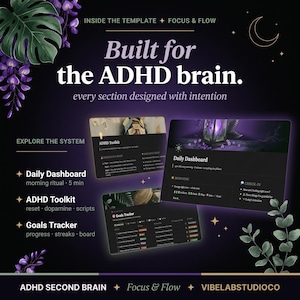 Notion Template ADHD | ADHD Planner | Notion Life Planner | Notion Planner | Notion Second Brain | ADHD Digital Planner | Digital Download
