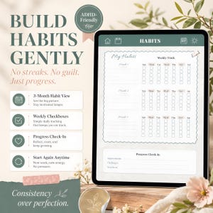 ADHD Digital Planner 2026 GoodNotes Planner | Time Blocking ADHD Schedule | Brain Dump, ADHD Habit Tracker, Self Care, iPad Weekly Planner