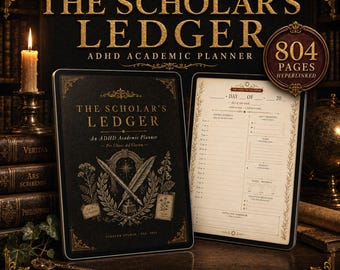 ADHD Student Planner | Dark Academia Academic Planner iPad GoodNotes | Undated PhD Grad School Study Planner | iPad Note Taking Set